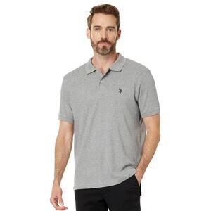 US Polo ASSN Classic Polo Shirt Collared Three Button Gray Mens‎ Size L